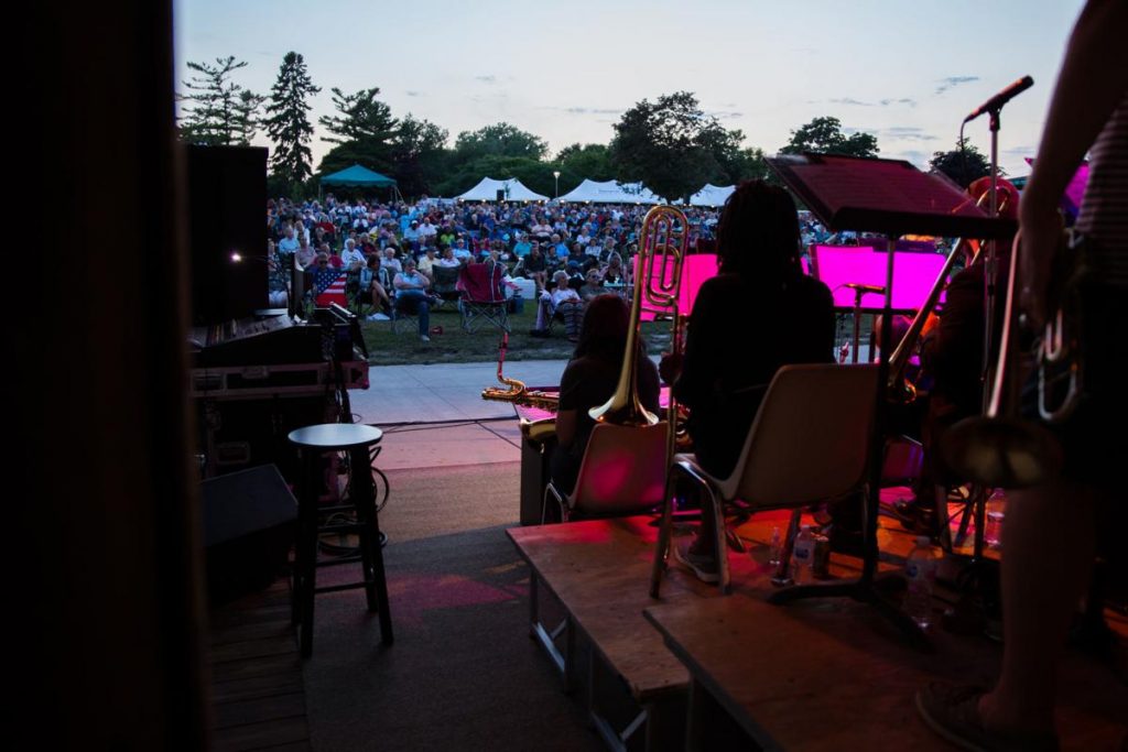 The Milwaukee Jazz Orchestra performs in front of over a thousand at the Racine Zoo on Wednesday.